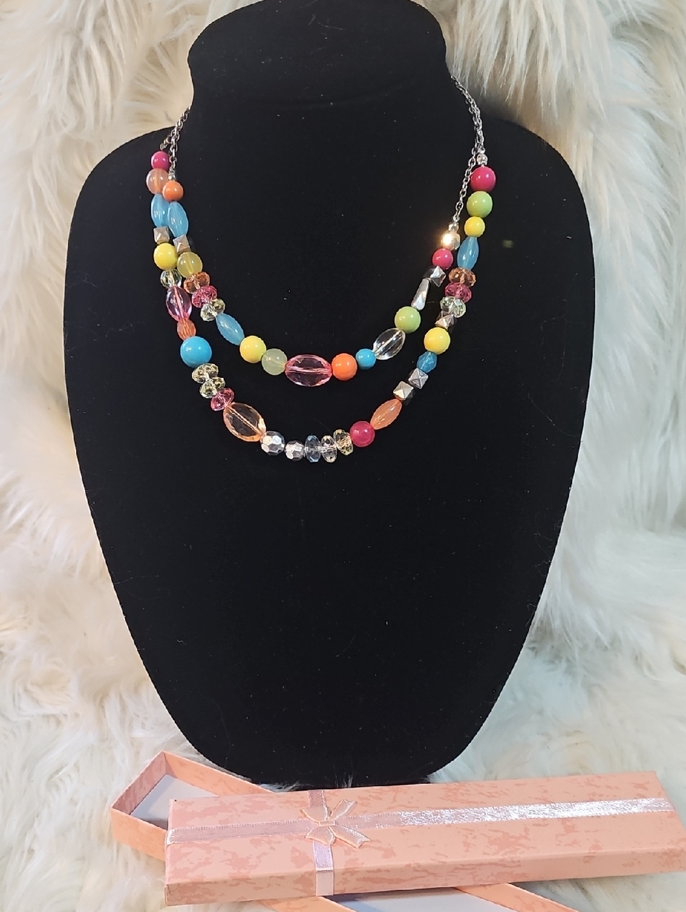 Multicolor Beaded Double Strand Necklace - #103